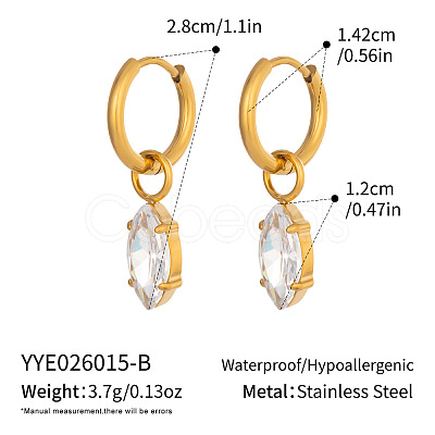304 Stainless Steel Pave Cubic Zirconia Hoop Dangle Earrings for Women EU1593-2-1
