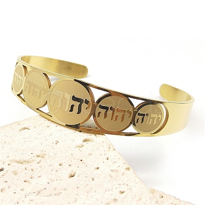 201 Stainless Steel Cuff Bangles for Women BJEW-F507-03G-1