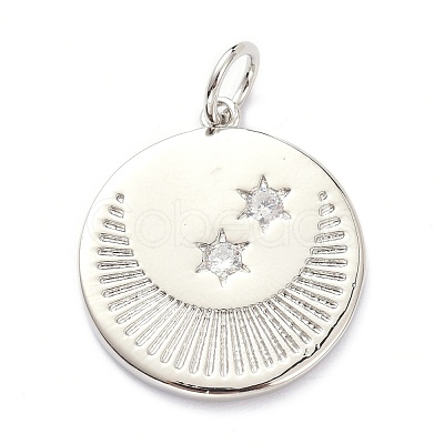 Brass Micro Pave Clear Cubic Zirconia Pendants ZIRC-L091-104P-1