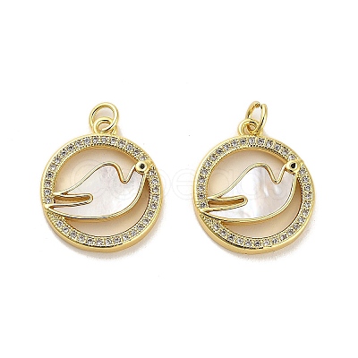 Brass Micro Pave Clear Cubic Zirconia Pendants KK-K365-01G-01-1