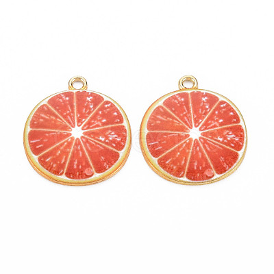 Light Gold Alloy Enamel Pendants X-ENAM-S126-119-1