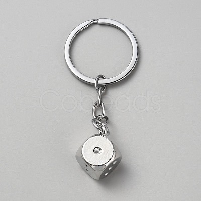 Zinc Alloy Dice Keychains AJEW-WH0504-77P-1