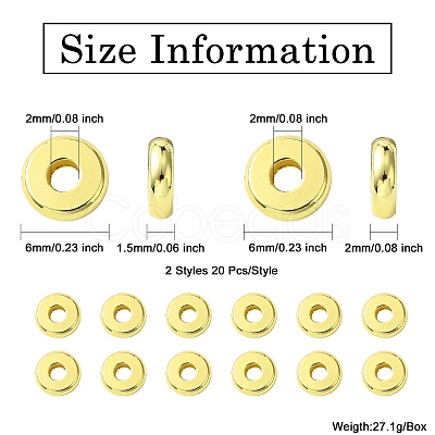 40Pcs 2 Styles Brass Spacer Beads KK-CJ0002-21-1