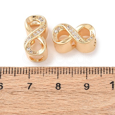 Brass Micro Pave Clear Cubic Zirconia European Beads KK-Z142-07G-1