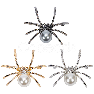 3Pcs 3 Colors Alloy Rhinestone Brooch JEWB-WR0001-05-1