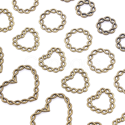 80Pcs 4 Style Zinc Alloy Twist Linking Rings FIND-AR0001-47-1