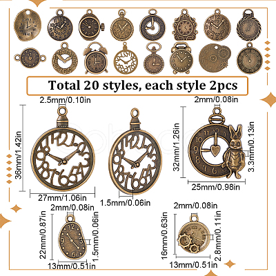 SUNNYCLUE 2 Sets Tibetan Style Alloy Pendants FIND-SC0005-89-1