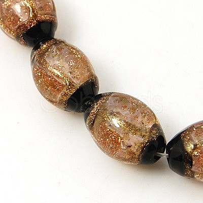 Handmade Gold Sand Lampwork Beads Strands LAMP-G066-M-1