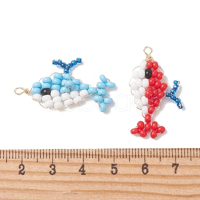 Baking Paint Glass Seed Beads and Eco-Friendly Copper Wire Pendants PALLOY-MZ01327-1
