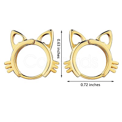 Women Cat Brass Leverback Earrings JE965B-1