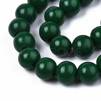 Spray Painted Natural Wood Beads Strands WOOD-S053-57C-1
