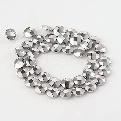 Electroplate Non-magnetic Synthetic Hematite Flat Round Bead Strands G-L368-05B-1