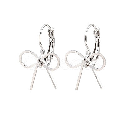 Bowknot Brass Leverback Earrings EJEW-A150-04B-P-1