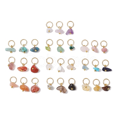 30Pcs 30 Styles Natural & Synthetic Mixed Gemstone Chip Charms PALLOY-JF02874-02-1