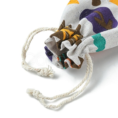 10Pcs 5 Styles Printed Polycotton(Polyester Cotton) Packing Pouches Drawstring Bags ABAG-YW0001-05-1