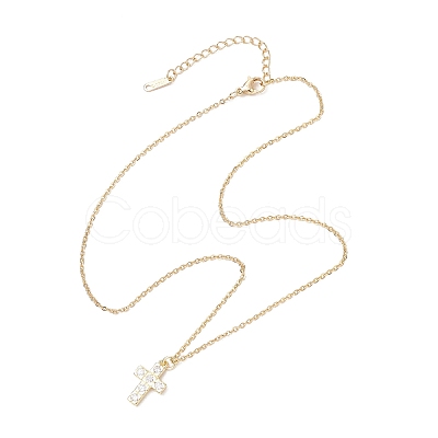 Brass Micro Pave Clear Cubic Zirconia Pendant Necklace NJEW-JN05390-03-1