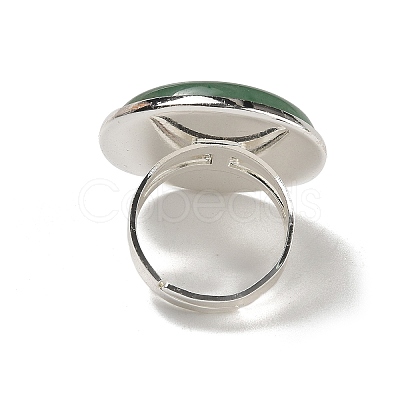 Natural Green Aventurine Round Adjustable Rings RJEW-K371-09S-13-1