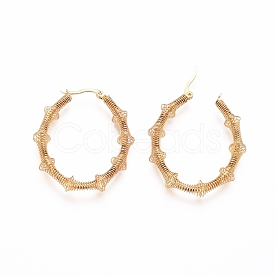 Long-Lasting Plated 304 Stainless Steel Wire Wrapped Hoop Earrings EJEW-D250-04B-G-1