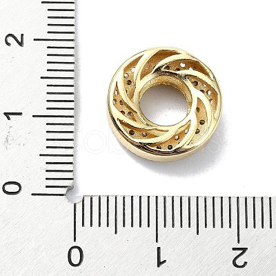 Rack Plating Brass Micro Pave Clear Cubic Zirconia Beads KK-U014-03G-1
