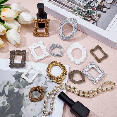 48Pcs 12 Styles Resin Embossed Photo Frames AJEW-NB0007-87-1
