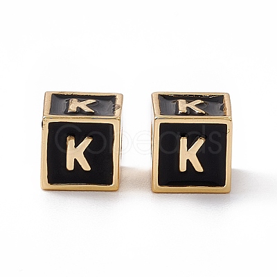 Rack Plating Brass Enamel Beads KK-B060-04G-01K-1
