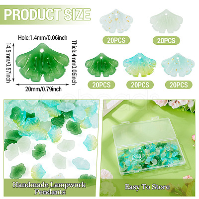 100Pcs 5 Colors Handmade Lampwork Pendants LAMP-TA0002-23-1