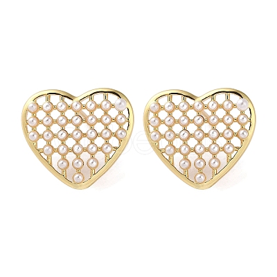 Rack Plating Brass Heart Stud Earring EJEW-H099-12G-1