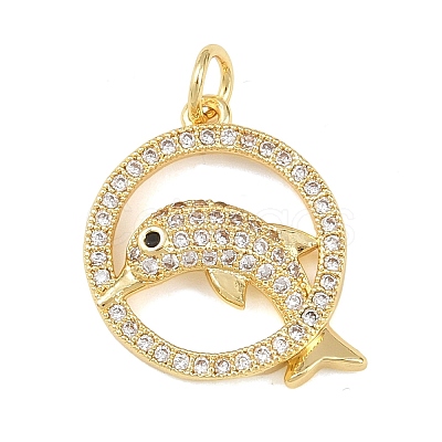 Brass Micro Pave Cubic Zirconia Pendants KK-H525-01A-G-1