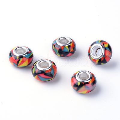 Printed Handmade Resin European Beads RESI-S338-09-1