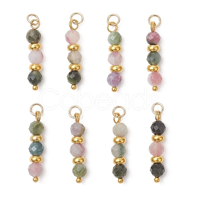 Natural Colorful Tourmaline Faceted Round Pendants PALLOY-JF04907-1