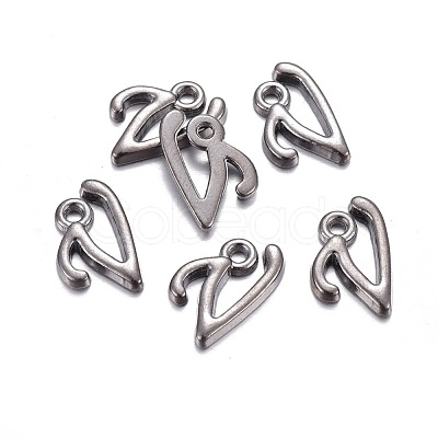 Gunmetal Plated Alloy Letter Pendants PALLOY-P097-03-V-1