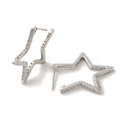 Star Brass Stud Earrings EJEW-R162-03P-01-1