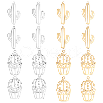 16Pcs 4 Style Ion Plating(IP) 201 Stainless Steel Pendants STAS-DC0006-38-1