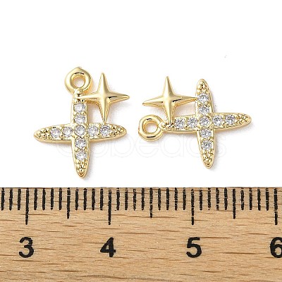 Brass Micro Pave Cubic Zirconia Charms KK-F872-13G-1