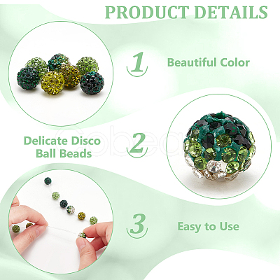 70Pcs 7 Colors Pave Disco Ball Beads RB-PH0001-34-1