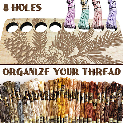 8-Position Wood Embroidery Thread Storage Trays TOOL-WH0056-029-1