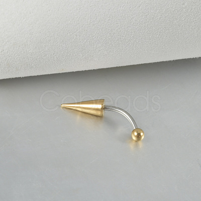 Cone 304 Stainless Steel Eyebrow Curved Barbell Rings with Spikes End WG9938B-09-1