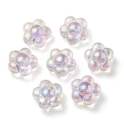 UV Plating Rainbow Iridescent Transparent Acrylic Beads OACR-C007-11A-1