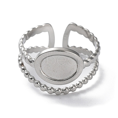 Non-Tarnish 304 Stainless Steel Open Cuff Ring Components STAS-M323-58P-1