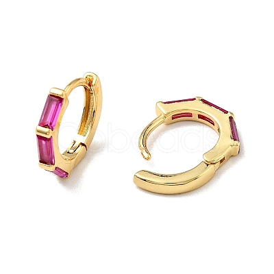 Cubic Zirconia Rectangle Hoop Earrings EJEW-C028-24G-03-1