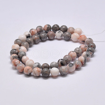 Natural Pink Zebra Jasper Beads Strands X-G-P231-01-10mm-1