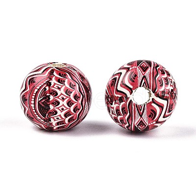 Bohemian Style Printed Schima Wood Beads WOOD-T032-31D-1