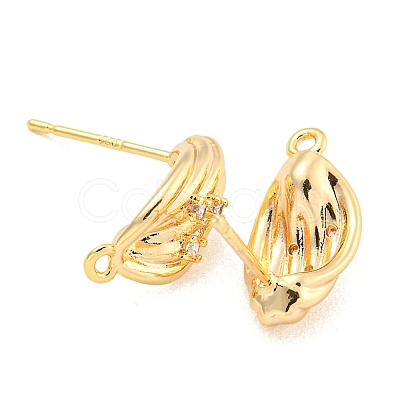 Brass Micro Pave Cubic Zirconia Stud Earring Findings KK-U015-07G-1