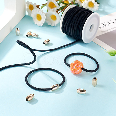 5M Round Nylon Elastic Cord with 100Pcs Gold Plastic Beads DIY-TA0011-37-1