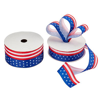 2 Rolls 2 Styles Independence Day Polyester Ribbon OCOR-NB0001-70-1