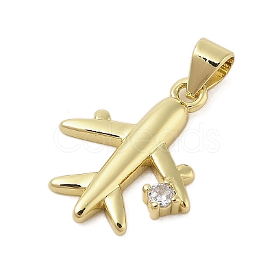Plane Rack Plating Brass Micro Pave Cubic Zirconia Pendants KK-Z074-20G-1