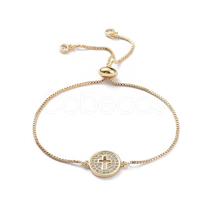 Adjustable Brass Micro Pave Cubic Zirconia Slider Bracelets BJEW-JB04982-05-1