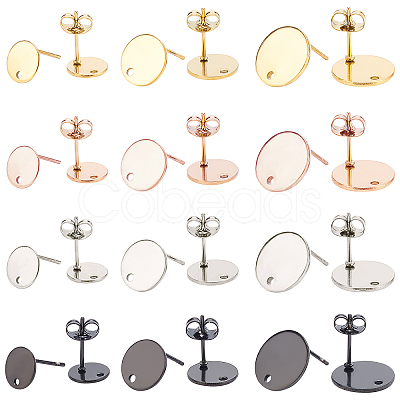 48Pcs 4 Colors PVD Vacuum Plating 304 Stainless Steel Stud Earring Findings STAS-UN0024-47-1