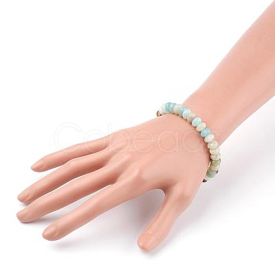 Natural Amazonite Beads Stretch Bracelets BJEW-JB03376-02-1