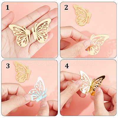 CREATCABIN 12Pcs 6 Styles Acrylic Mirror Butterfly Cupcake Toppers FIND-CN0001-44-1